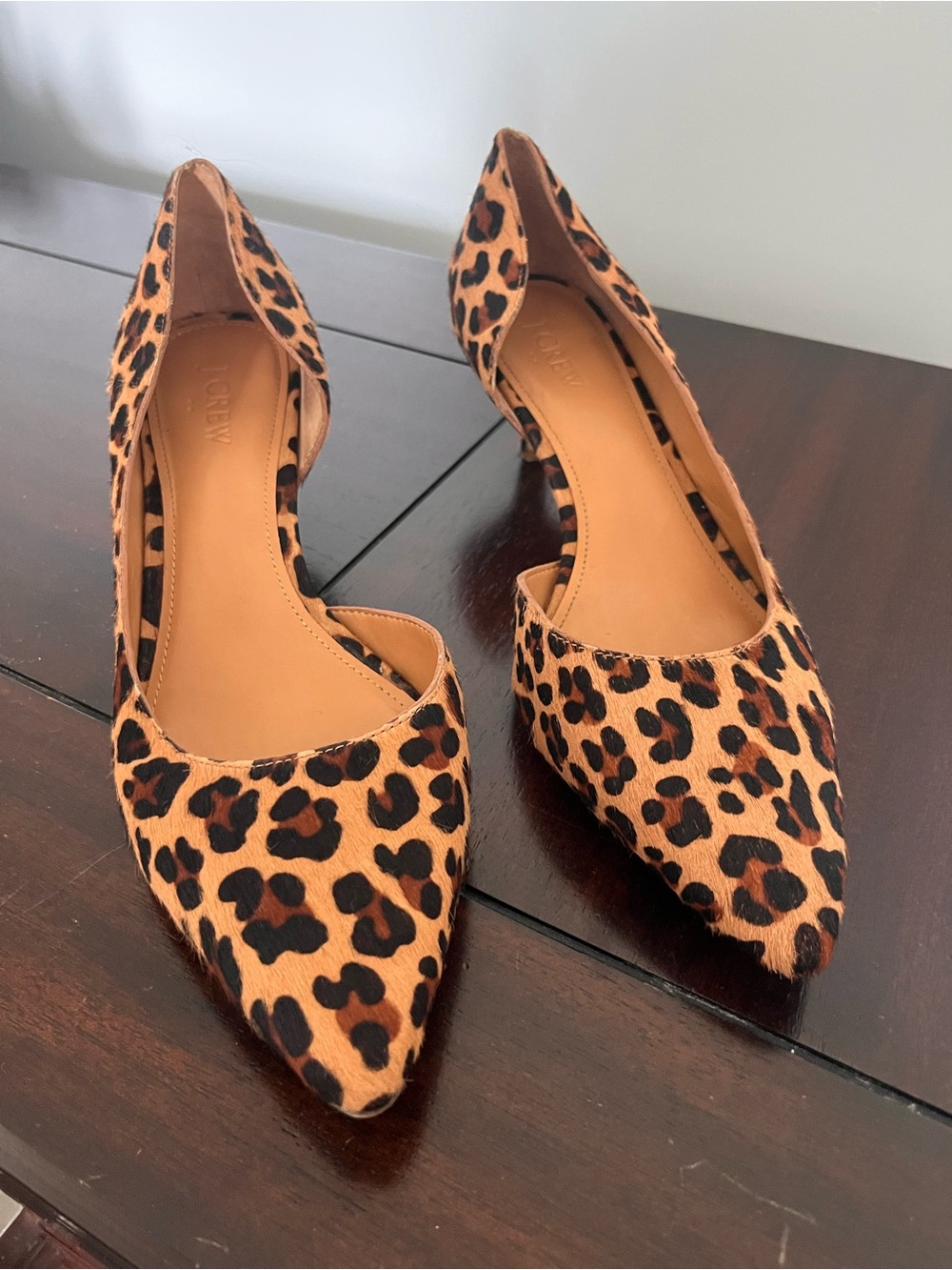 J. Crew Factory Leopard-Print Pointed D'Orsay Flats - Tan/Black